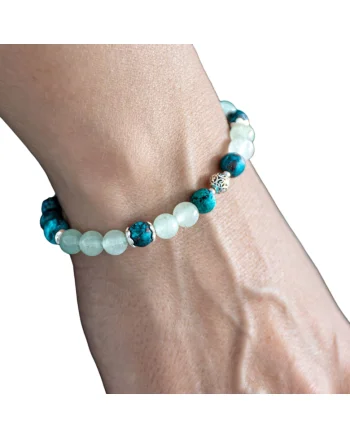Bratara femei  Adria din cristale de Aventurin si Turcoaz American, accesorii din argint 925, unica, dimensiune personalizabila