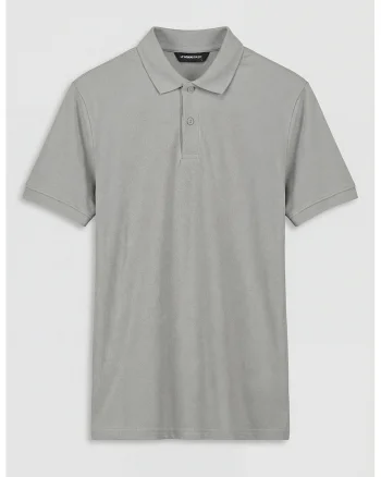 Tricou polo din bumbac pique, Gri deschis
