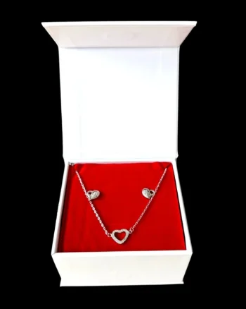 Set cadou pentru dama, Bratara + Cercei, model inima, SET38