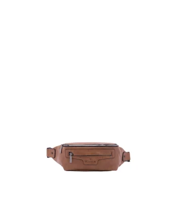 Borseta din material textil cu logo, Maro fango