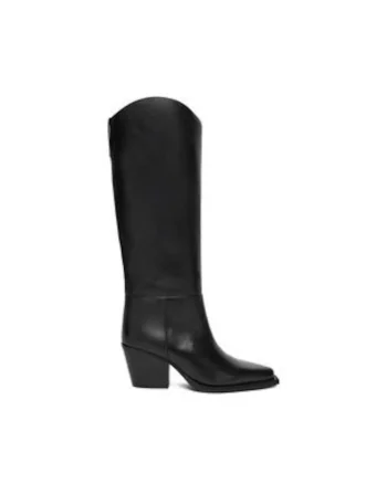 Cizme dama  piele naturala, ascutite, negre