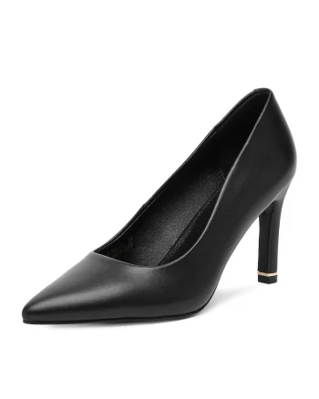 Pantofi dama,  toc, piele naturala, negru