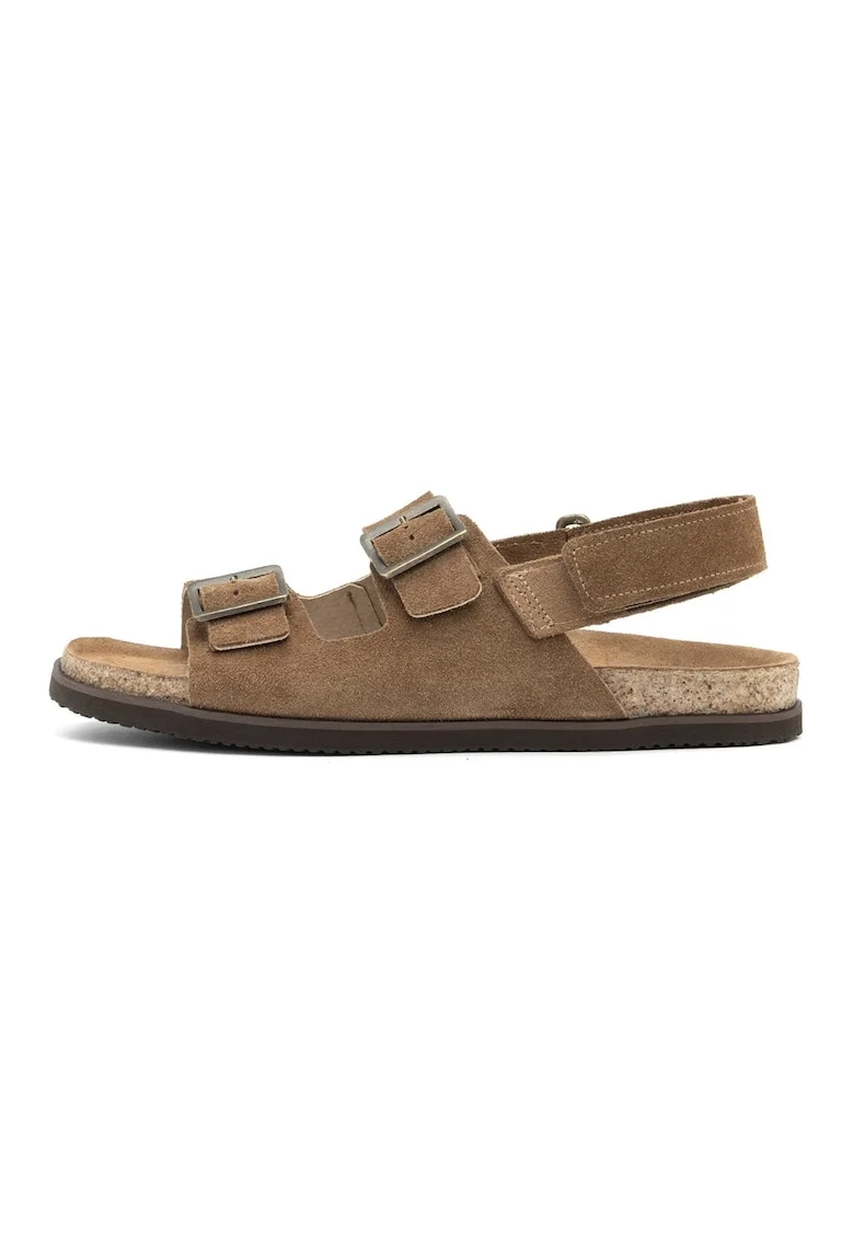 Sandale din piele intoarsa cu velcro Axel, Maro taupe