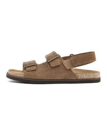 Sandale din piele intoarsa cu velcro Axel, Maro taupe