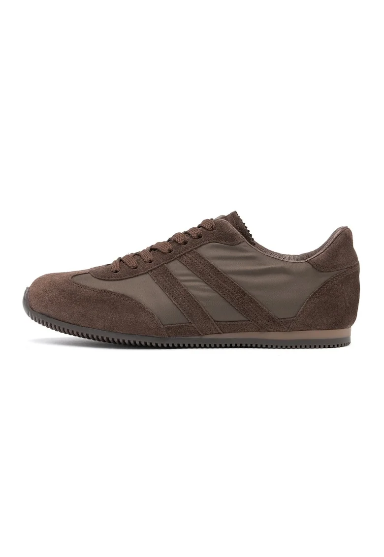 Pantofi sport cu garnituri din piele intoarsa Ethel, Maro pamantiu