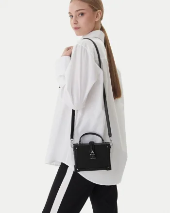 Geanta dama,  piele naturala, neagra, One Size INTL