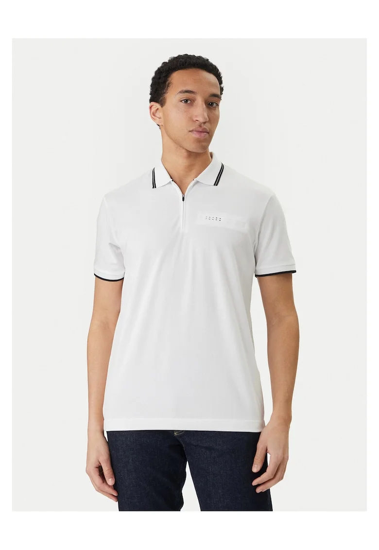 Tricou barbati,  52% bumbac organic si 44% poliester reciclat, alb, material elastic