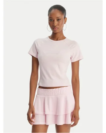 Tricou dama,  slim fit, roz, modal/viscoza/elastan