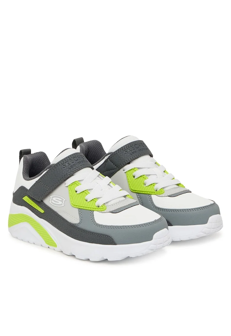 Pantofi sport copii,  piele ecologica, gri, velcro
