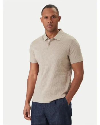 Tricou barbati,  slim fit, bej, bumbac, Bej