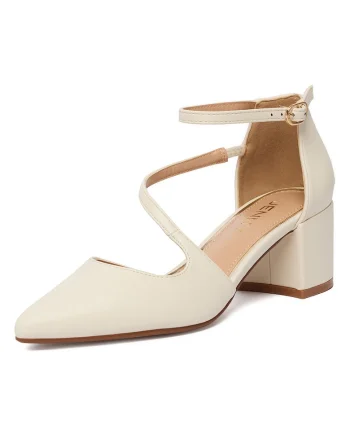 Pantofi dama,  clasic, bej, sintetic