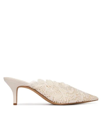 Pantofi dama,  stiletto, bej, material textil