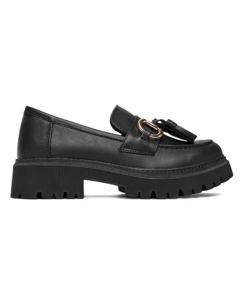 Mocasini dama,  din piele ecologica, negru