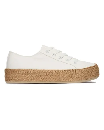 Espadrile dama,  alb, material textil