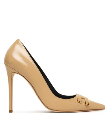 Pantofi dama,  toc stiletto, piele naturala, bej