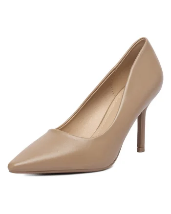 Pantofi pentru dama,  stiletto, bej, sintetic