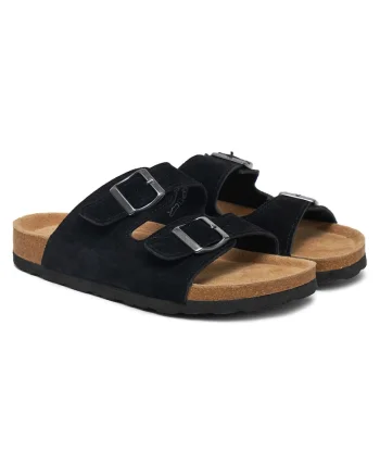 Papuci dama,  piele naturala, negru