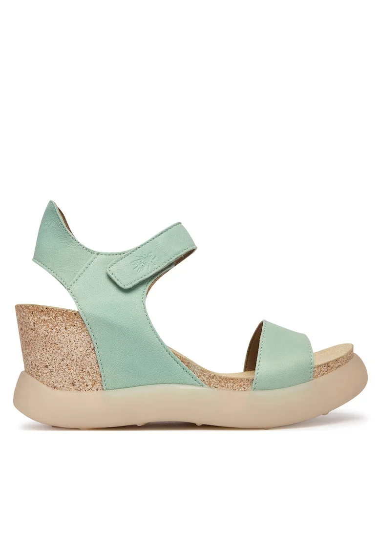 Sandale dama,  piele naturala, verde, sistem inchidere Velcro