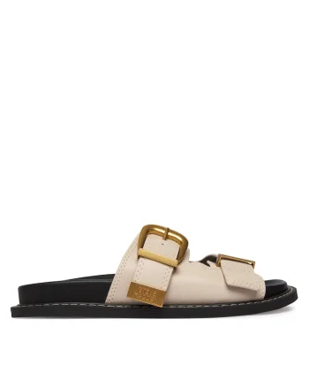 Papuci dama,  piele naturala, bej