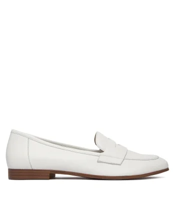 Mocasini de dama,  piele naturala, alb