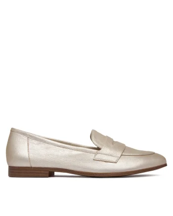 Mocasini dama,  piele naturala, argintiu