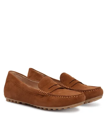 Mocasini dama,  piele intoarsa, elegant, maro