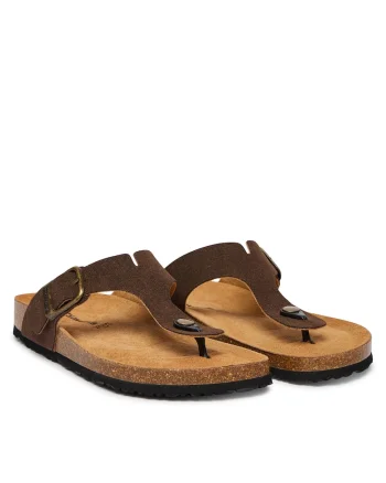 Slapi dama,  piele naturala, maro