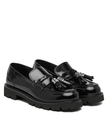 Mocasini dama  piele lacuita, talpa groasa, negru
