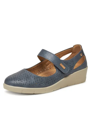 Pantofi dama,  bleumarin, sintetic, inchidere velcro