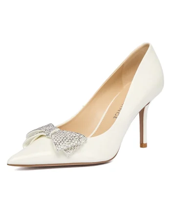Pantofi dama,  model cu funda, piele naturala, stiletto, alb