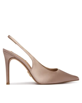 Pantofi dama,  toc stiletto, bej, textil