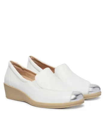 Mocasini dama,  piele naturala, alb, confortabil, elegant