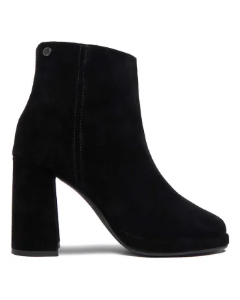 Botine dama,  piele naturala, negru, toc clasic, cu fermoar