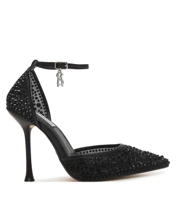 Pantofi dama,  stiletto, negru, textil