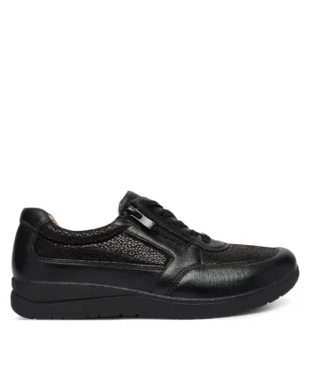 Tenisi dama,  negru, fermoar, Negru