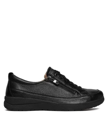Tenisi dama,  piele naturala, fermoar, negru