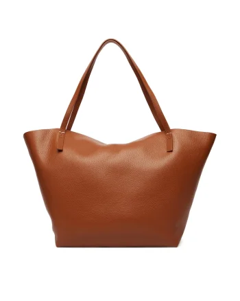 Geanta dama,  piele naturala, maro, dimensiune mare, set cu sac de praf