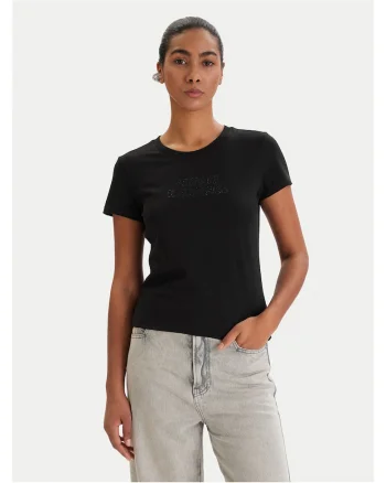 Tricou dama,  bumbac/elastan, slim fit, negru