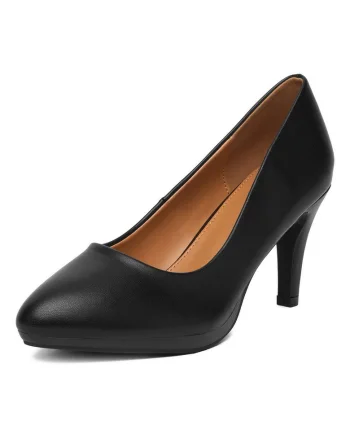 Pantofi dama,  toc stiletto, piele ecologica, negru