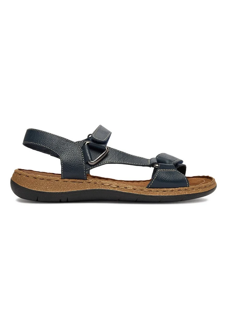 Sandale dama,  piele naturala, albastru, sistem inchidere Velcro