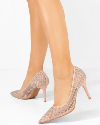 Pantofi cu toc subtire Enedina bej