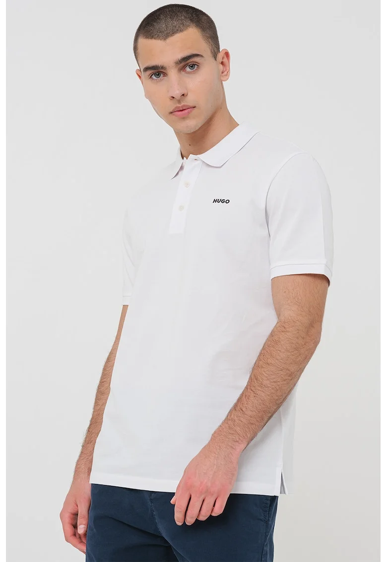 Tricou polo din bumbac pique Donos, Alb