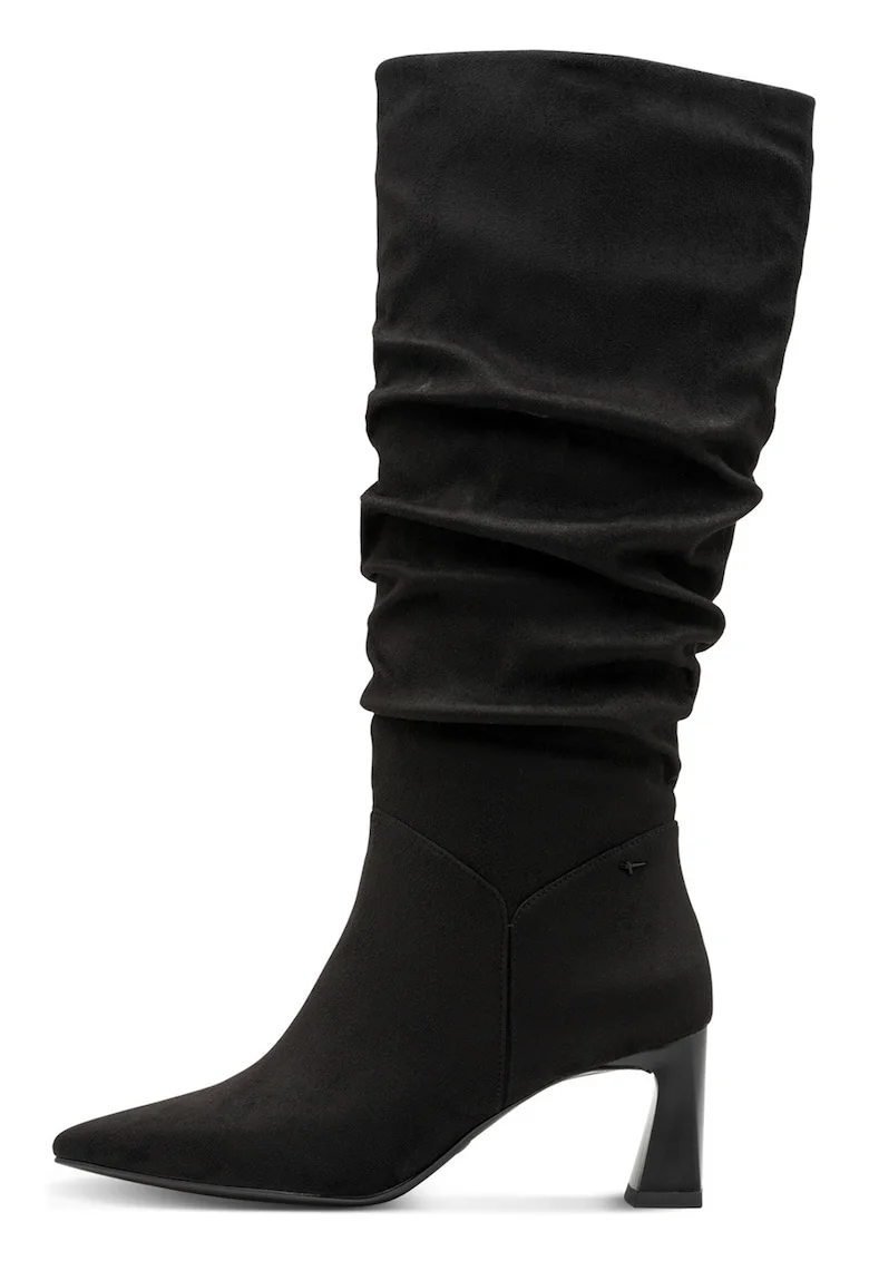 Cizme mid-calf de piele intoarsa sintetica, Negru