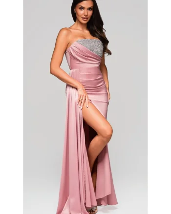 Rochie de seara Maxi  LA-OM-DLR224, Roz deschis
