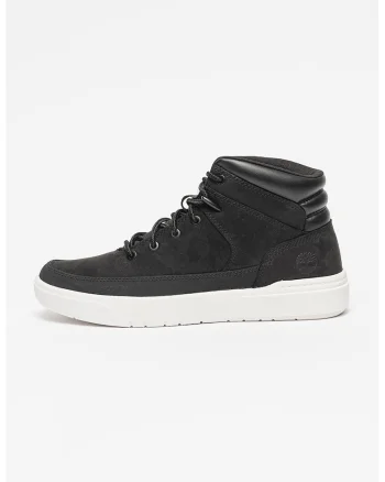 Pantofi sport de piele si piele intoarsa Seneca, Alb/Negru stins