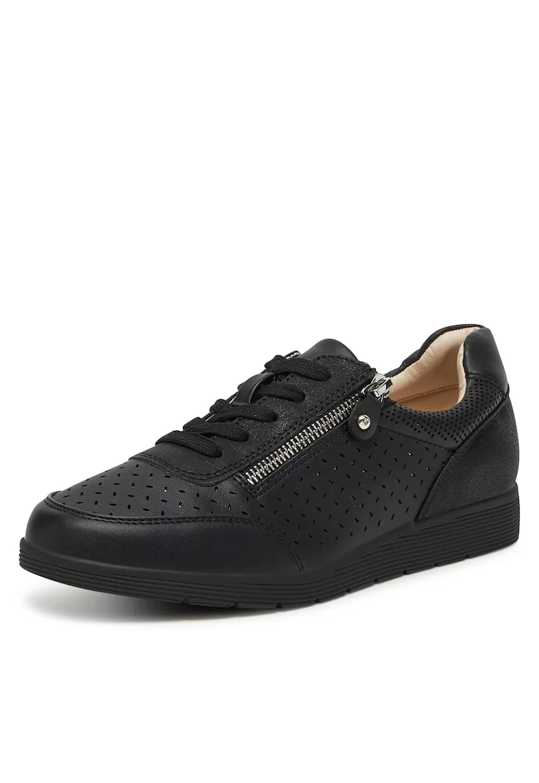 Pantofi sport dama,  negru, piele ecologica, Negru