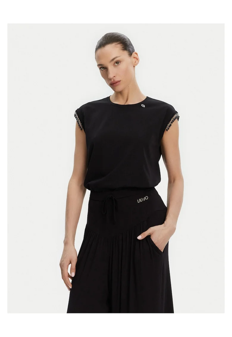 Bluza dama fara maneci,  din bumbac, negru