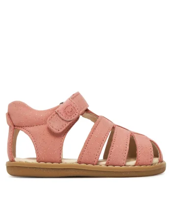 Sandale fete  piele naturala, roz, sistem inchidere Velcro