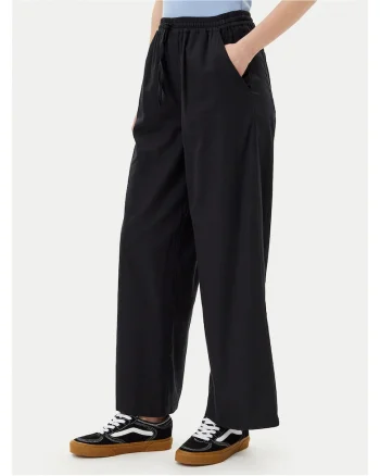 Pantaloni dama,  bumbac, relaxed fit, negru