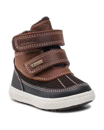 Cizme de zapada copii,  piele naturala, velcro, maro,